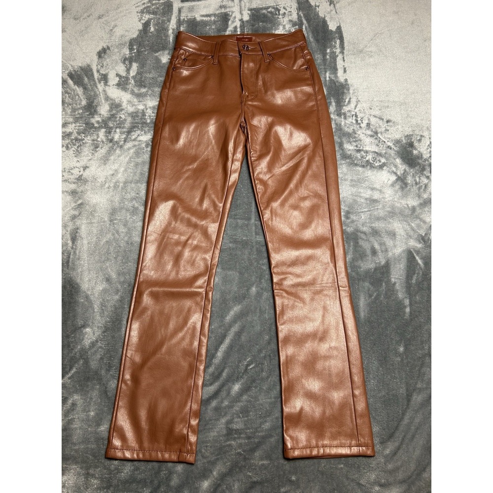 Mother‎ Mid Rise Dazzler  Ankle Jeans Faux Leather in Friar Brown 24